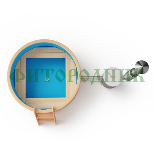 фурако круглая «original» из сосны с пластиковой вставкой с внешней печью 1500 мм