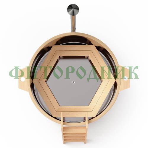 фурако круглая «comfort сэнто» из лиственницы с вставкой из нержавеющей стали с интегрированной печью 2000 мм