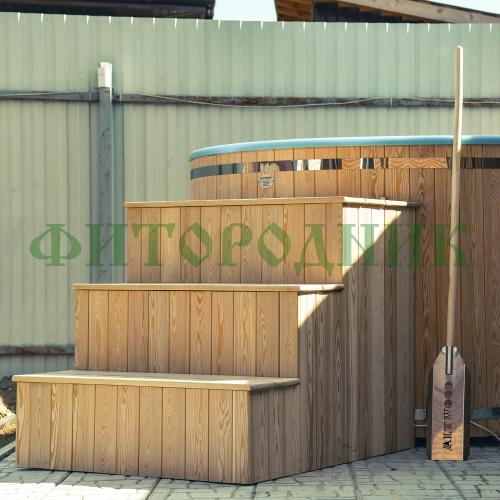 фурако круглая «premium» из лиственницы с термопластиковой вставкой с внешней печью 1700 мм