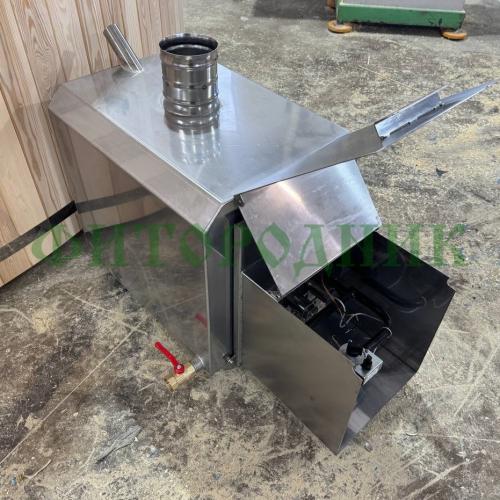 внешняя квадратная печь «steamlux» premium с газовой горелкой для бассейна и купели 30 квт