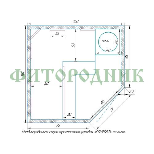 комбинированная сауна трехместная угловая «comfort»