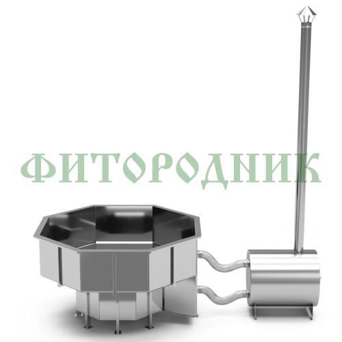 фурако «premium terrace октагон» из нержавеющей стали с внешней печью 2150 мм