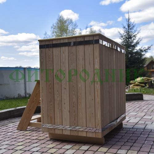 прямоугольная купель «premium» из лиственницы с вставкой из нержавеющей стали длина 1200 мм ширина 780 мм высота 1150 мм