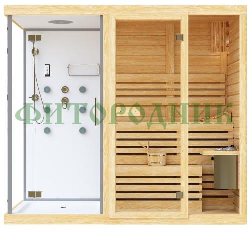 двухместная финская сауна «comfort» с душевой кабиной