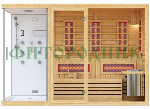 комбинированная сауна трехместная «comfort» с душевой кабиной