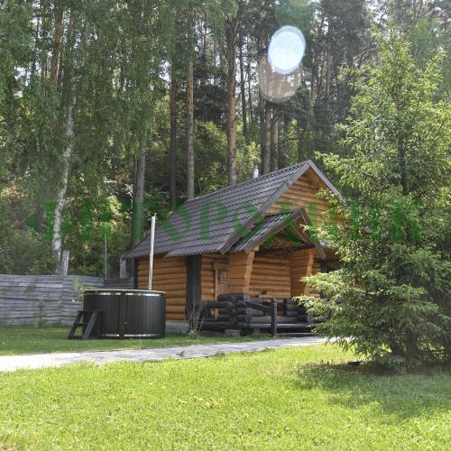 фурако круглая «comfort» из лиственницы с пластиковой вставкой со встроенной печью 2000 мм