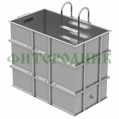 прямоугольная купель «comfort» из нержавеющей стали длина 1500 мм ширина 1000 мм высота 1150 мм