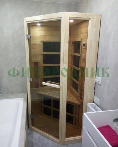 одноместная угловая инфракрасная сауна «comfort» с карбоновыми излучателями