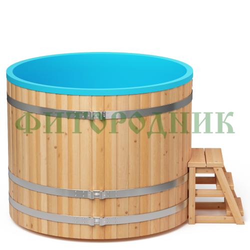 круглая купель «comfort» из лиственницы с пластиковой вставкой диаметр 1500 мм высота 1150 мм