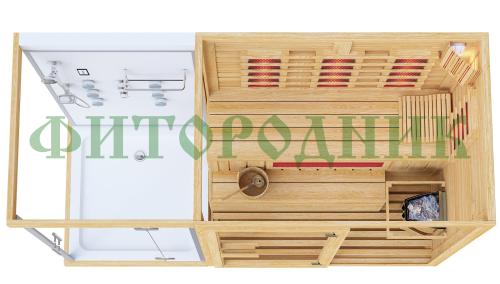 комбинированная сауна двухместная «comfort» с душевой кабиной