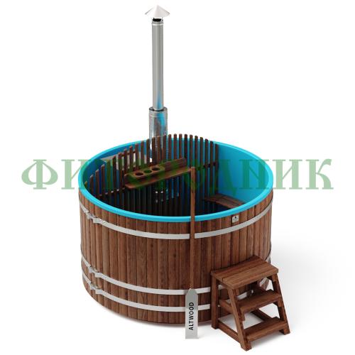 фурако круглая «comfort» из лиственницы с пластиковой вставкой со встроенной печью 2000 мм