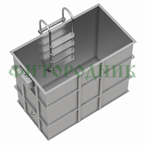 прямоугольная купель «comfort» из нержавеющей стали длина 1500 мм ширина 1000 мм высота 1150 мм