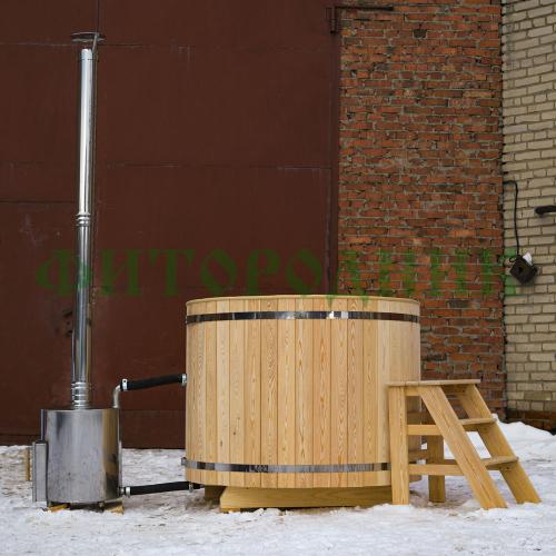 фурако круглая «original» из сосны с пластиковой вставкой с внешней печью 1500 мм