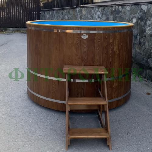 угловая купель «comfort» из лиственницы с пластиковой вставкой длина 1300 мм ширина 1300 мм высота 1150 мм