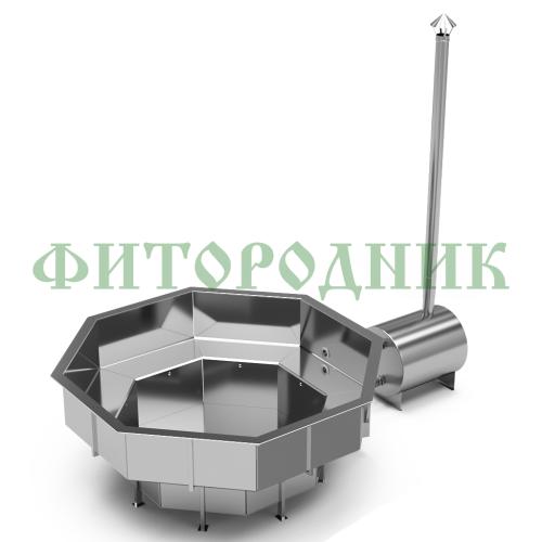 фурако «premium terrace октагон» из нержавеющей стали с внешней печью 2350 мм