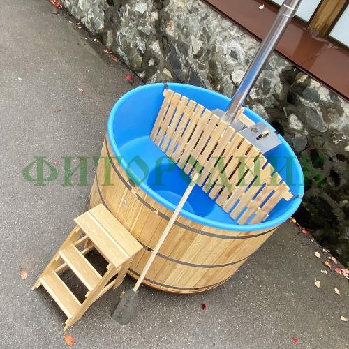 фурако круглая «premium» из лиственницы с термопластиковой вставкой со встроенной печью 2000 мм