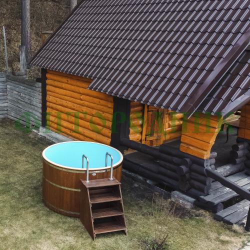 круглая купель «comfort» из лиственницы с термопластиковой вставкой диаметр 2000 мм