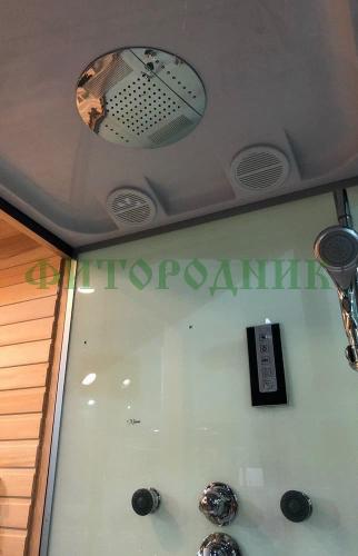 одноместная финская сауна «premium» с душевой кабиной с электрической печью harvia