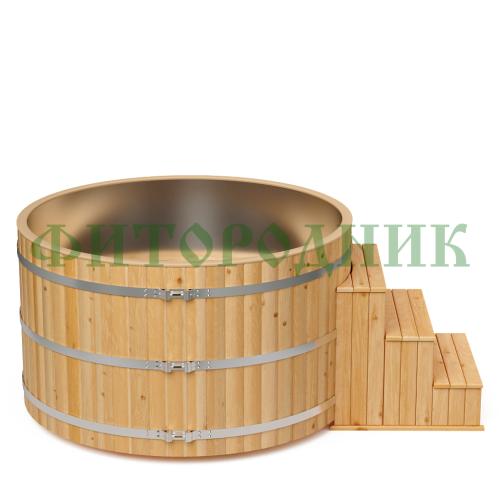 фурако круглая «premium» из лиственницы с вставкой из нержавеющей стали с электроподогревом 2000 мм