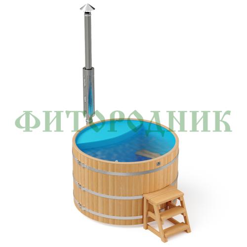 фурако круглая «premium» из лиственницы с пластиковой вставкой с интегрированной печью 1700 мм