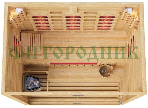 комбинированная сауна двухместная «premium» с электрической печью harvia