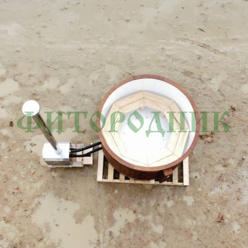 фурако круглая «comfort» из лиственницы с пластиковой вставкой с внешней печью 1700 мм