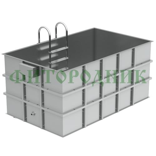 прямоугольная купель «comfort» из нержавеющей стали длина 2500 мм ширина 1500 мм высота 1150 мм