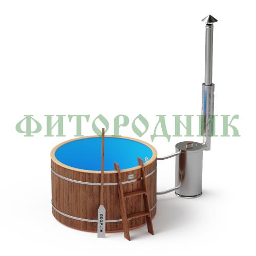 фурако круглая «original» из сосны с пластиковой вставкой с внешней печью 1500 мм