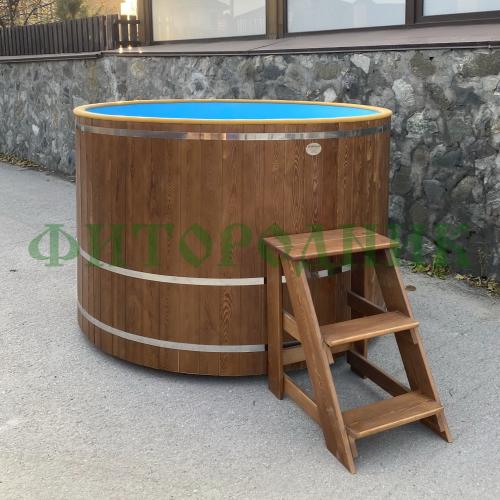 прямоугольная купель «comfort» из лиственницы с пластиковой вставкой длина 1200 мм ширина 780 мм высота 1150 мм