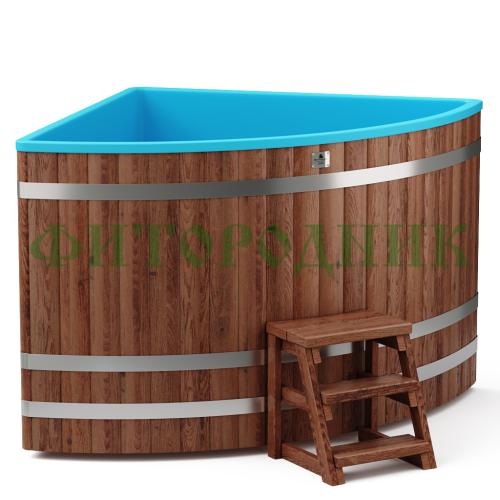 угловая купель «comfort» из лиственницы с пластиковой вставкой длина 1500 мм ширина 1500 мм высота 1150 мм