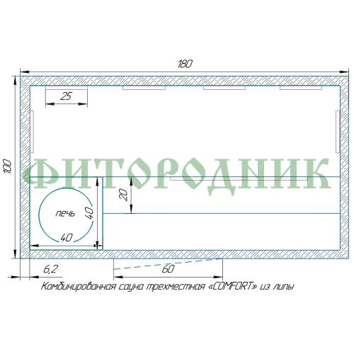 комбинированная сауна трехместная «comfort»