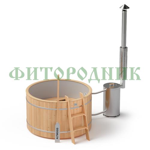 фурако круглая «original» из сосны с пластиковой вставкой с внешней печью 1500 мм
