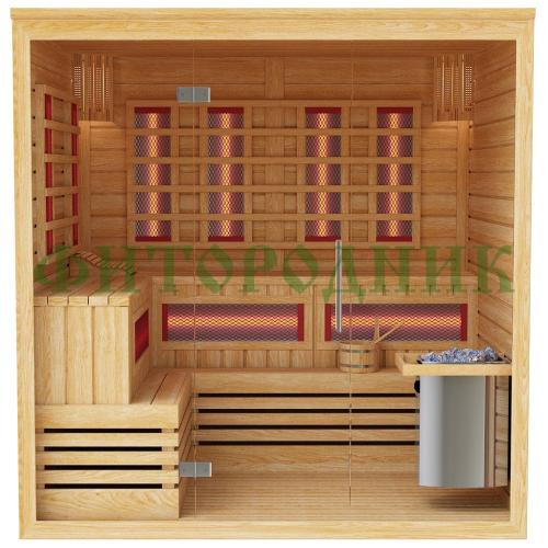 комбинированная сауна четырехместная «premium» с электрической печью harvia