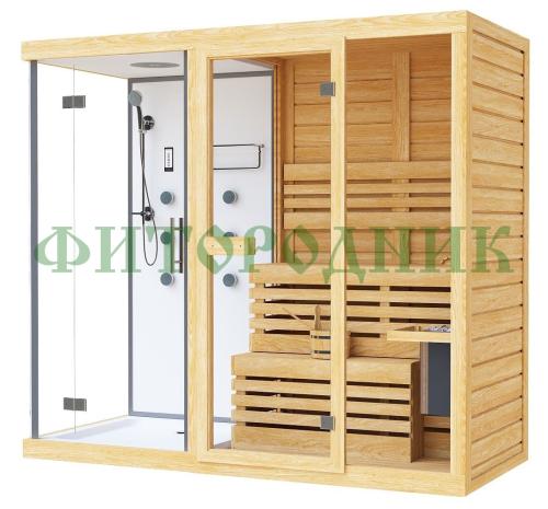 двухместная финская сауна «comfort» с душевой кабиной