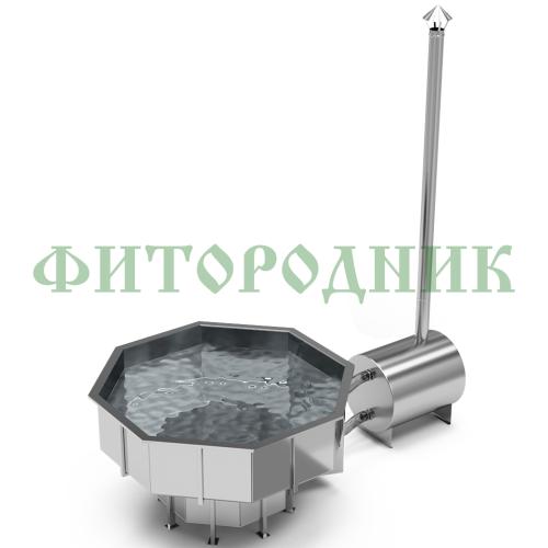 фурако «premium terrace октагон» из нержавеющей стали с внешней печью 2150 мм