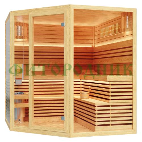 финская сауна четырехместная угловая «comfort» с электрической печью