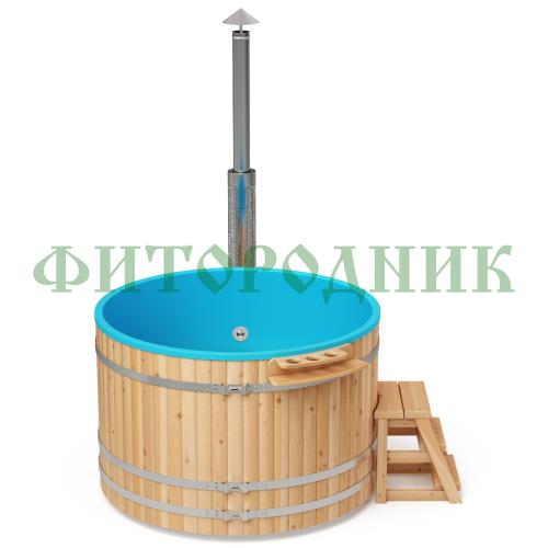 фурако круглая «comfort» из лиственницы с пластиковой вставкой с внешней печью с газовой горелкой 2000 мм